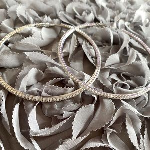 Silver Diamond Hoop Earrings